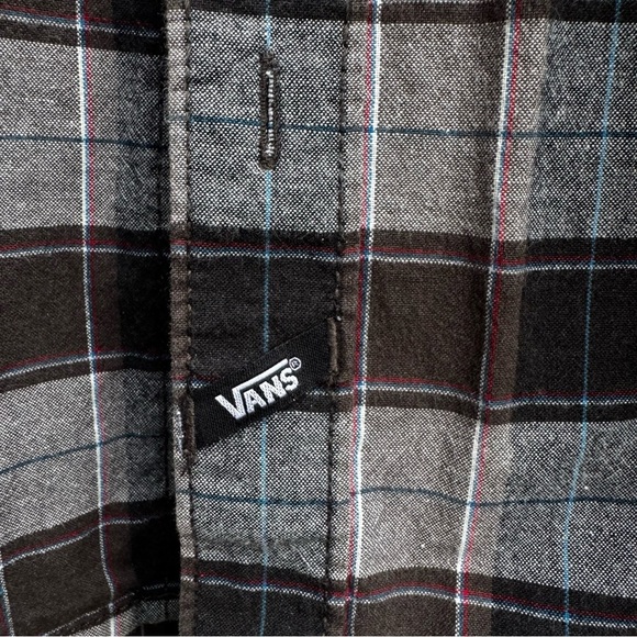 Vans Off the Wall men’s plaid button down shirt size X-Large brown short sleeve - Picture 6 of 9
